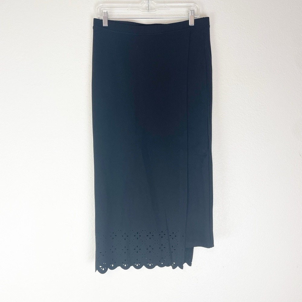 Betabrand The Sassiest Pant Skirt Laser Trim Wrap Pencil Stretch Pull-on Large